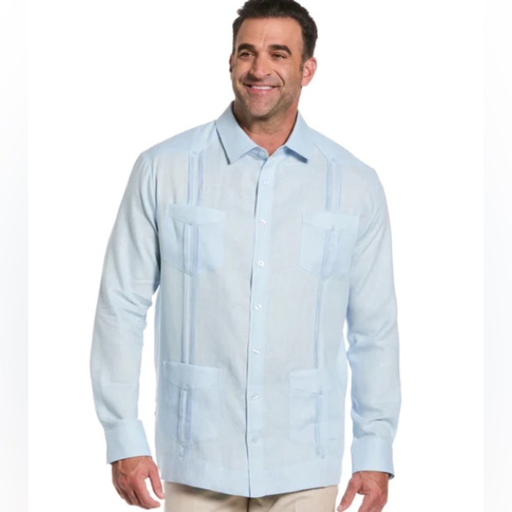 100% LINEN CLASSIC GUAYABERA SHIRT - LONG SLEEVE Size L